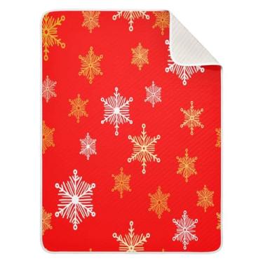 Imagem de Wassud Cobertor de floco de neve dourado branco para meninos e meninas, cobertor aconchegante de algodão essencial para recém-nascidos, para berçário, viagem, berço, carrinho de bebê 76 x 101 cm