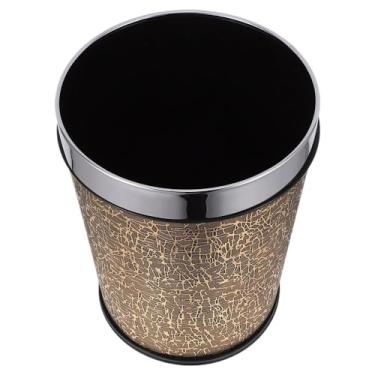 Imagem de Lixeira de banheiro aberta de aço inoxidável, lixeira sem tampa para escritório doméstico e espaços pequenos, design prateado elegante, ideal para uso em banheiro e escritório (Golden-Taille Unique