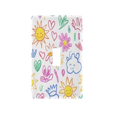 Imagem de Wassud Playful Doodle Sky Light Switch Cover Plate Decorativas para Tomadas Elétricas Interruptor Único 4,53 x 2,76 polegadas