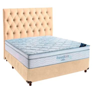 Imagem de Cama Box Perola Com Colchão Casal Freedom Ortobom E Cabeceira