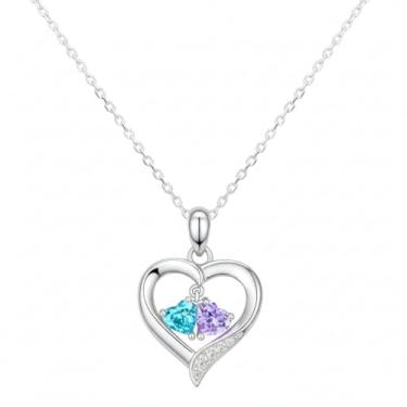 Imagem de kissdove Colar de coração para mãe, filha, avó, pingente de cristal azul ou roxo, joia de presente para mulheres