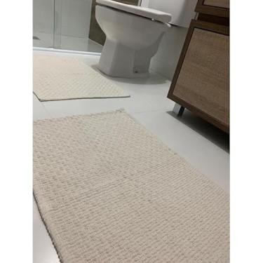 Imagem de Tapete para Banheiro 2 Peças Algodão Antiderrapante Lavável na Máquina Alta Absorção (02 peças marrocos cru)
