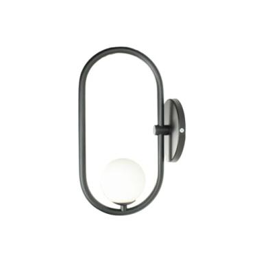 Imagem de Candeeiro de parede oval – esfera de vidro de 8 cm com casquilho G9. Iluminação decorativa adequada para quartos, salas de estar ou corredores, combinando charme com praticidade (Preto)