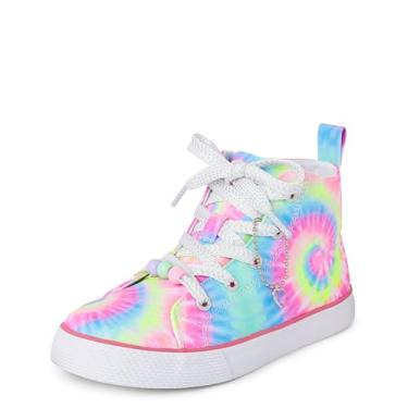 Imagem de The Children's Place Tênis feminino casual de cano alto com cadarço, Redemoinho Tie Dye, 12 Little Kid