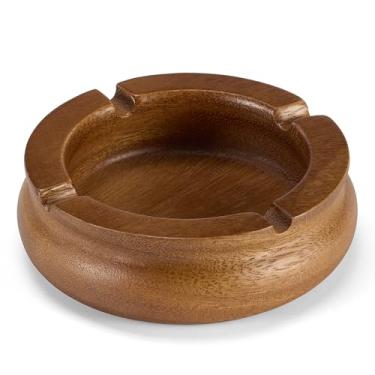 Imagem de Cinzeiro de charuto de madeira para cigarros cinzeiros para uso interno e externo em casa escritório em casa bandeja quadrada de madeira marrom charuto cinzeiro presentes para homens