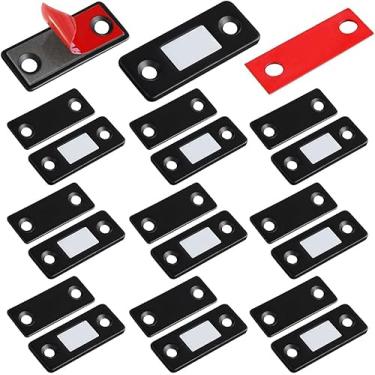 Imagem de 4/8/10 peças de interlockers magnéticos de metal ultrafino, fivelas magnéticas para ímãs de gavetas, travas adesivas de armário, fecho magnético para fechamento de porta de guarda-roupa de cozinha