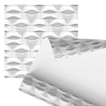 Imagem de papel de parede Decorativo 3D Ondulado, Revestimento de Parede Moderno em Branco, 2,80 m, Design Geométrico em Relevo