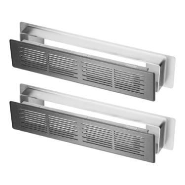 Imagem de PATIKIL Tampa de saída de ar de 7,2 x 1,5 polegadas, 2 peças de plástico resistente grade de ventilação de dois lados ventilação porta de ventilação para armário porta guarda-roupa piso de teto, cinza