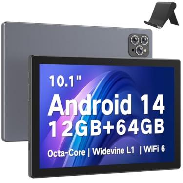 Imagem de FIEKVE Tablet Android de 10 polegadas, tablets Android 15 2025 para adultos, Octa-Core, 12 GB de RAM, 64 GB de armazenamento (expansão de 2 TB), tablets grandes com tela sensível ao toque com bateria