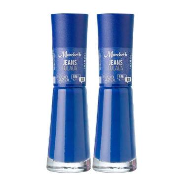 Imagem de Kit 2 Esmalte Marchetti Cremoso Tudo Azul Cor Jeans Colada 03 com 8ml