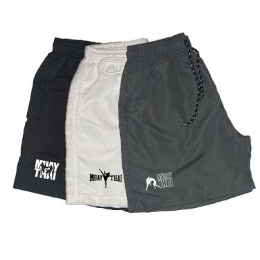 Imagem de Short Tactel Masculino Cordão Muay Thai Conforto Kit 3 - Ragor, GG, Pr