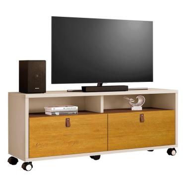 Imagem de Rack Bancada Para Tv De Até 55 2 Gavetas Paris Off White/naturale
