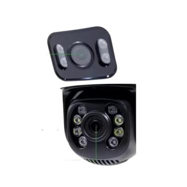 Imagem de Câmera de Vigilância IP 2 em 1 com Câmera Dupla Fixa e Rotativa 360º, 3MP, Visão Noturna Infravermelha 10m, Wi-Fi 2.4GHz, Microfone e Alto-falante, Aplicativo, IP66, Preta