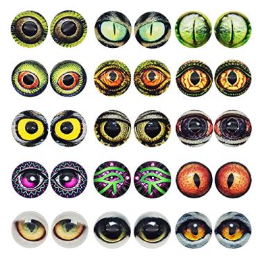 Imagem de 180 peças 9 tamanhos misturados de coruja, lagarto, olhos de animais, cabochão de vidro para fazer bonecas de argila, adereços de esculturas, artesanato, faça-você-mesmo, achados, joias, 6 mm-30 mm