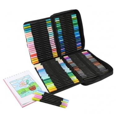 Imagem de Kit 168 Canetas Marcadores Dupla Ponta – Cores Vivas, Tinta à Base de Água, Alta Precisão para Desenho e Caligrafia com Estojo