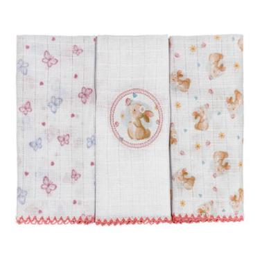 Imagem de Kit com 3 Panos de Boca Ursinhos Baby Joy, Coelha