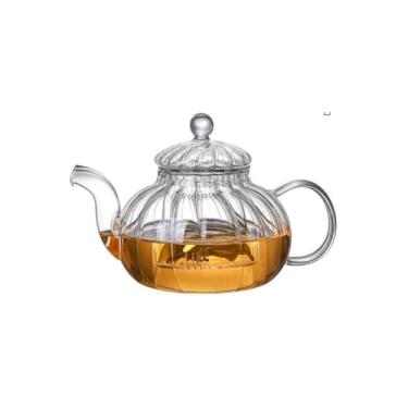 Imagem de Chaleira de Vidro com Infusor de Chá, 1000ml, Aço Inox e Plástico, Transparente, 14cm Altura