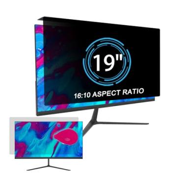 Imagem de LYLSMGS Pacote com 2 telas de privacidade de computador de 48.3 cm para monitor de computador 16:10, painel protetor de luz azul antirreflexo, capa de proteção de tela de privacidade de acrílico