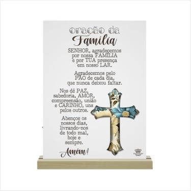 Imagem de Genérico, Enfeite De Mesa Floral Azul Com Aplique Relevo Cor:Oração Da Família
