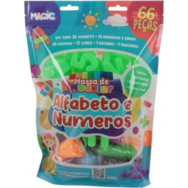 Imagem de Massa de modelar 66 pecas - alfabeto, sinais e numeros - 600g