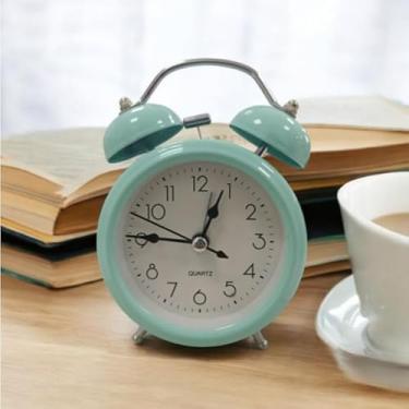 Imagem de Despertador de Mesa em Metal com Cor Sólida, Estilo Retrô Clássico, Super Alto Volume, Portátil com Bateria, Ideal para Quartos, Escolas e Viagens (verde bebe)