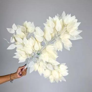 Imagem de Kit 12 Buquês de Fícus Artificial 60cm – Folhagem Realista para Decoração de Casa, Jardim Vertical e Eventos(36,Creme)