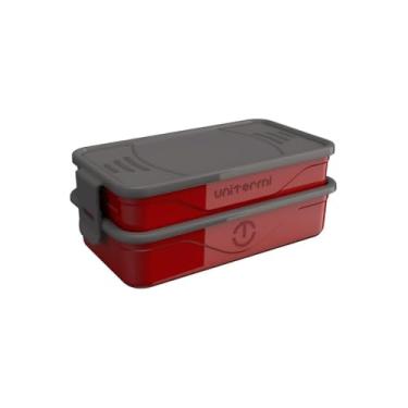 Imagem de Marmita Dupla Organizador Verde com Talheres Inox, 1,3 Litros, Livre de BPA, 2 Potes Empilháveis com Trava, Polipropileno