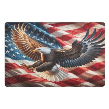 Imagem de Joisal Tapete de boas-vindas da bandeira americana Hawk, tapete de lavanderia absorvente para porta frontal 81 x 50 cm