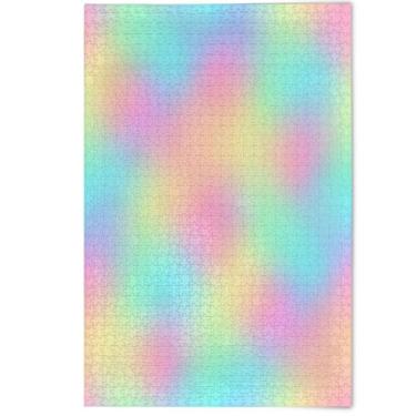 Imagem de Watercolor Rainbow Gradient Pastel Jigsaw Puzzle 500 Pieces for Adults Cute Animal Art Print Cool Puzzles for Adults Family Puzzle Lovers Gifts, 500 Pieces, 20.5" x 14.9"