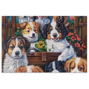 Imagem de Quebra-cabeças coloridos para cachorros felizes, 1000 peças para adultos, brinquedo de arte, quebra-cabeças divertidos para adultos, presentes para amantes de quebra-cabeças