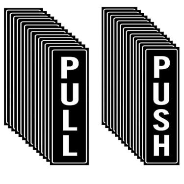 Imagem de 32 adesivos push pull (14 x 5 cm) – Adesivo de vinil autoadesivo para portas de negócios, lojas, cafés e lojas.