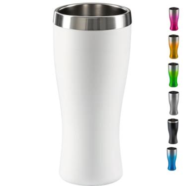 Imagem de Copo Térmico Cerveja Inox 450 ml - Gelada 4 horas, Parede Dupla Isolamento, Base Emborrachada (Branco)