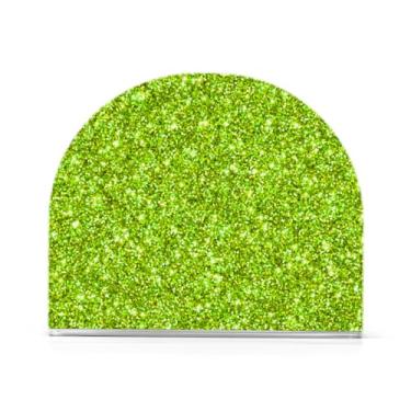 Imagem de Porta-guardanapos de acrílico com glitter verde brilhante, suporte de guardanapo de toalha de mão em forma de U, suporte de guardanapo vertical