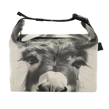 Imagem de TSENQUE Lancheira personalizada com estampa de animal de burro fofo para mulheres e meninas alça de ombro ajustável para trabalho fofa com isolamento floral