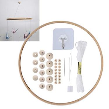 Imagem de POCREATION Kit de Móbile de DIY, Artesanato de Pingente de Contas de Madeira Feito à Mão para Decoração de Casa, Sem Tinta para Presentes de Berço ou Parede