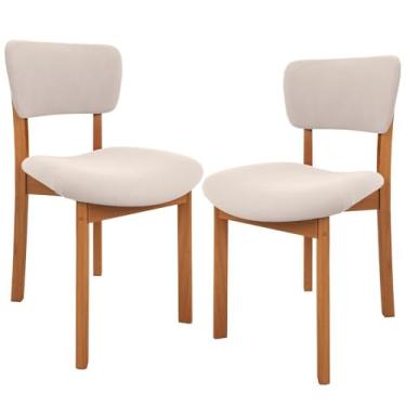 Imagem de Kit 02 Cadeiras Para Sala de Jantar Cozinha Living Estofada Dara L02 Suede Bege - Lyam Decor