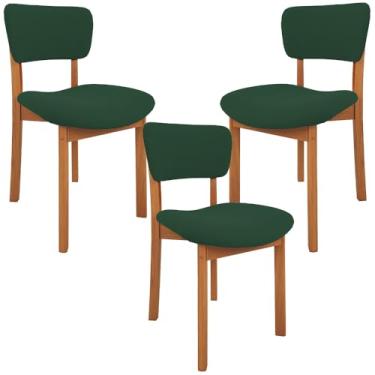 Imagem de Kit 03 Cadeiras Para Sala de Jantar Cozinha Living Estofada Dara L02 Suede Verde Musgo - Lyam Decor