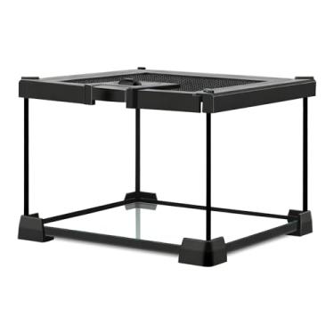 Imagem de LURMMUE Mini tanque de terrário de vidro de 20 x 20 x 15 cm com tampa de malha de abertura superior, visão clara de 360°, compartimento ventilado para tarântulas, aranhas saltadoras, isópodes, sapos e