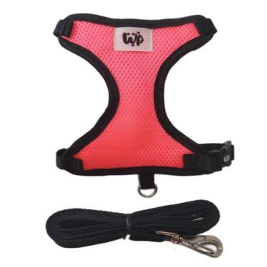 Imagem de Coleira peitoral+ guia    rosa  p - WEEK PET