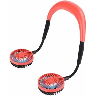 Imagem de AEWFRRV Ventilador dobrável de pescoço portátil Ventilador recarregável USB 3 velocidades verão ventilador de refrigeração portátil de mesa com luz noturna colorida (cor: C) yubin1993 (cor: A)