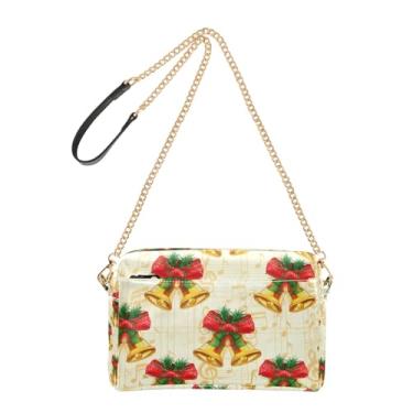 Imagem de Joitme Bolsa de ombro feminina transversal para celular linda bolsa de ombro de couro sintético bege com alça de corrente