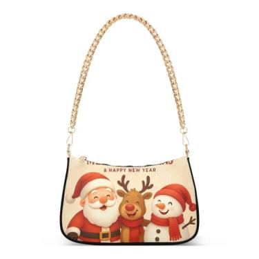 Imagem de Linda bolsa de ombro de corrente de inverno com boneco de neve de Natal, bolsa Hobo festiva para mulheres, bolsa clutch de férias para festas e todos os dias