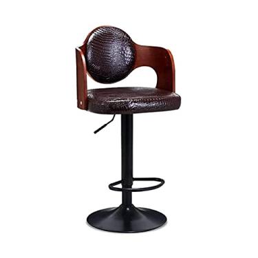 Imagem de Banqueta de bar, de madeira maciça, cadeira elevatória, mesa e cadeira, banco alto retrô para casa, sala de estar e cozinha