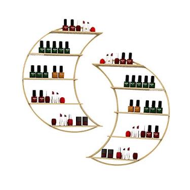 Imagem de Prateleiras de metal para armazenamento de esmaltes de parede, prateleira de esmalte de metal montada na parede e suporte de óleo essencial, usado em salão de beleza, perfume doméstico/cosméticos