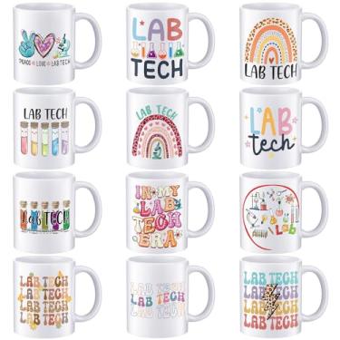 Imagem de Didaey 12 peças presentes de agradecimento da semana de profissionais de laboratório médico 325 ml canecas de cerâmica canecas de café a granel para chá leite latte chocolate quente equipe de