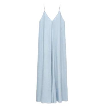 Imagem de Vestido De Verão Feminino Retro Sem Mangas Em Cor Sólida Com Decote Em