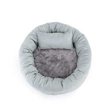 Imagem de ifgswopq Cama para cachorro, lavável para filhotes, cama de luxo redonda macia para cães e gatos pequenos, pode colocá-la em qualquer lugar (cinza lua prateada) (cinza claro X grande)
