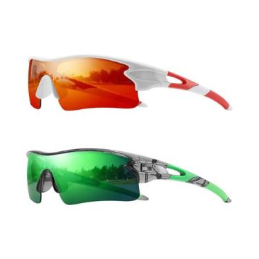Imagem de Óculos De Sol Coloridos UV400 2PCS Lente Única Para Esportes Ciclismo 