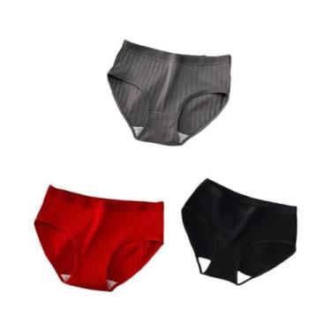 Imagem de Conjunto De 3 Calcinhas De Algodão Macio Para Mulheres, Lingerie Sexy 