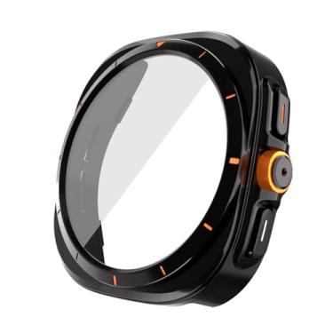Imagem de MAALYA Atualize para capa Ultra para Samsung Galaxy Watch 7 6 40 mm 44 mm Mudança para Galaxy Watch Ultra 47 mm protetor de tela de vidro temperado (preto original, relógio 7 de 44 mm)